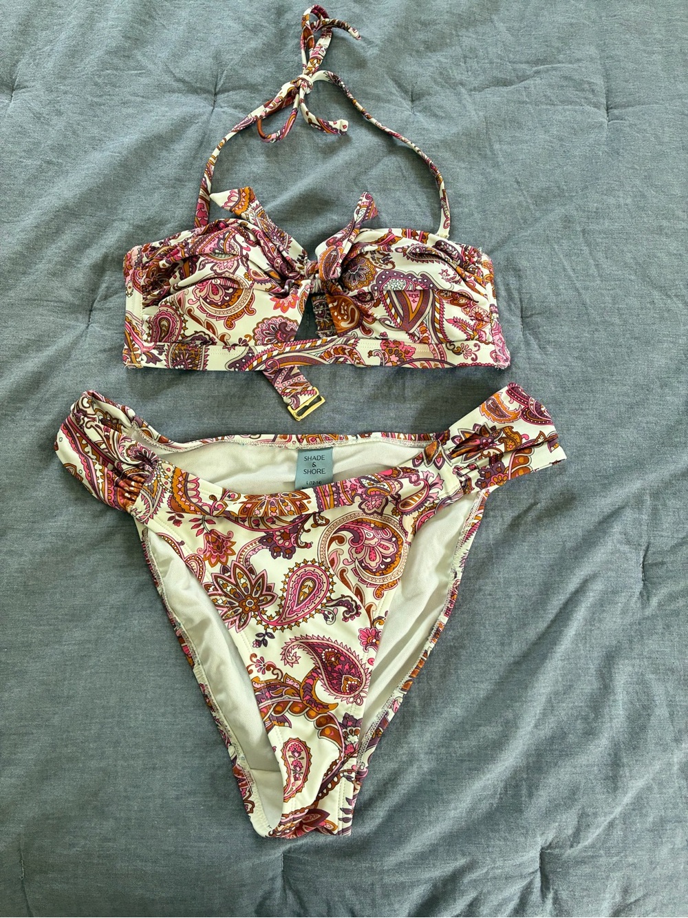 Shade & Shore Paisley Print Bikini Set - GUC Size M top L Bottom